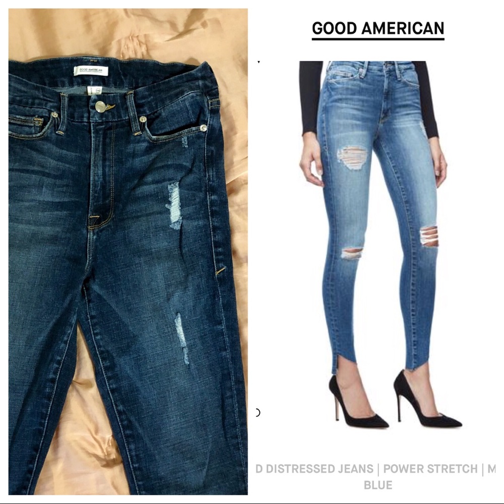 Good American Jeans: Good Waist Cascade Hem